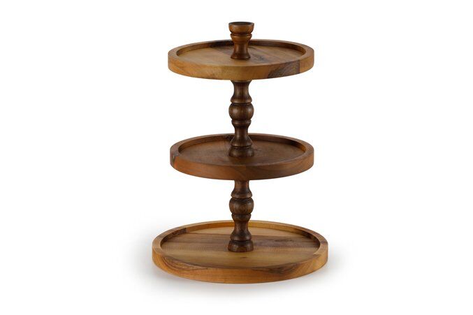 3 Katlı Kek Standı / Ceviz / 3195