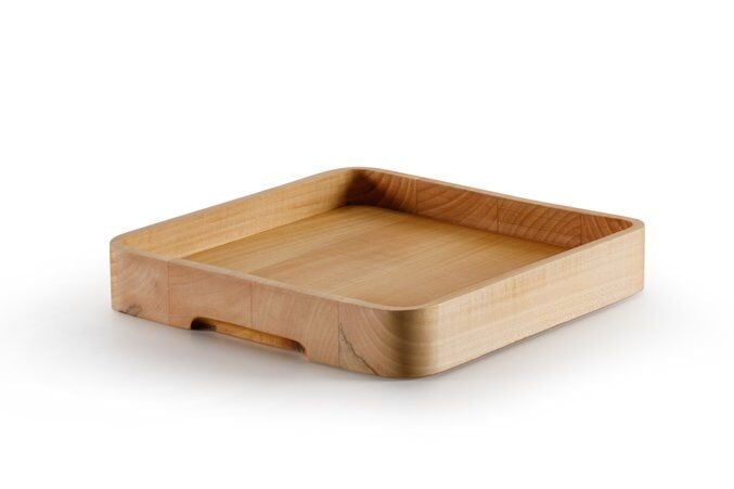 Yüksek Kenarlı Ahşap Kare Tepsi / Ihlamur / 3276