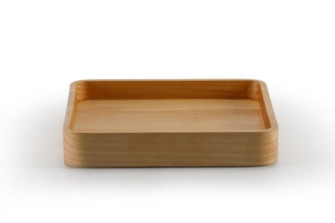 Yüksek Kenarlı Ahşap Kare Tepsi / Ihlamur / 3276