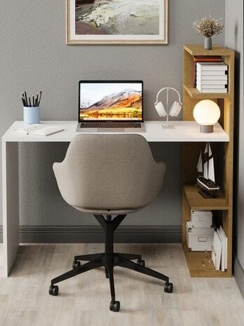 Kitaplıklı Çalışma Masası Safir Meşe