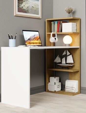 Kitaplıklı Çalışma Masası Safir Meşe