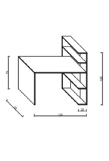 Kitaplıklı Çalışma Masası Safir Meşe Beyaz