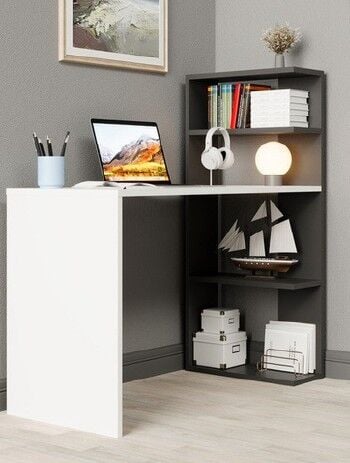 Kitaplıklı Çalışma Masası Antrasit