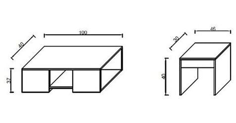 Üçlü Orta Sehpa Atlantik Çam Antrasit (Beyaz)