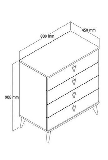 Şifonyer : Üçlü Orta Sehpa Atlantik Çam Antrasit (Beyaz)